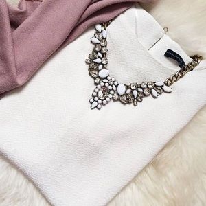 J.Crew Crystal White Rhinestone Statement Necklace